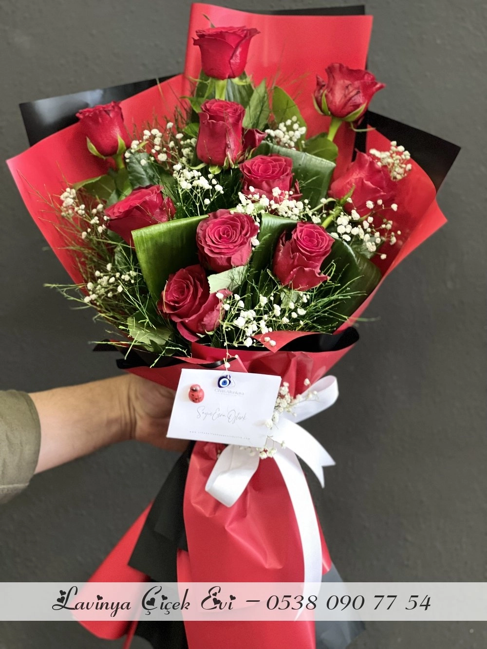 10 Lu Kırmızı Gül Buketi Premium