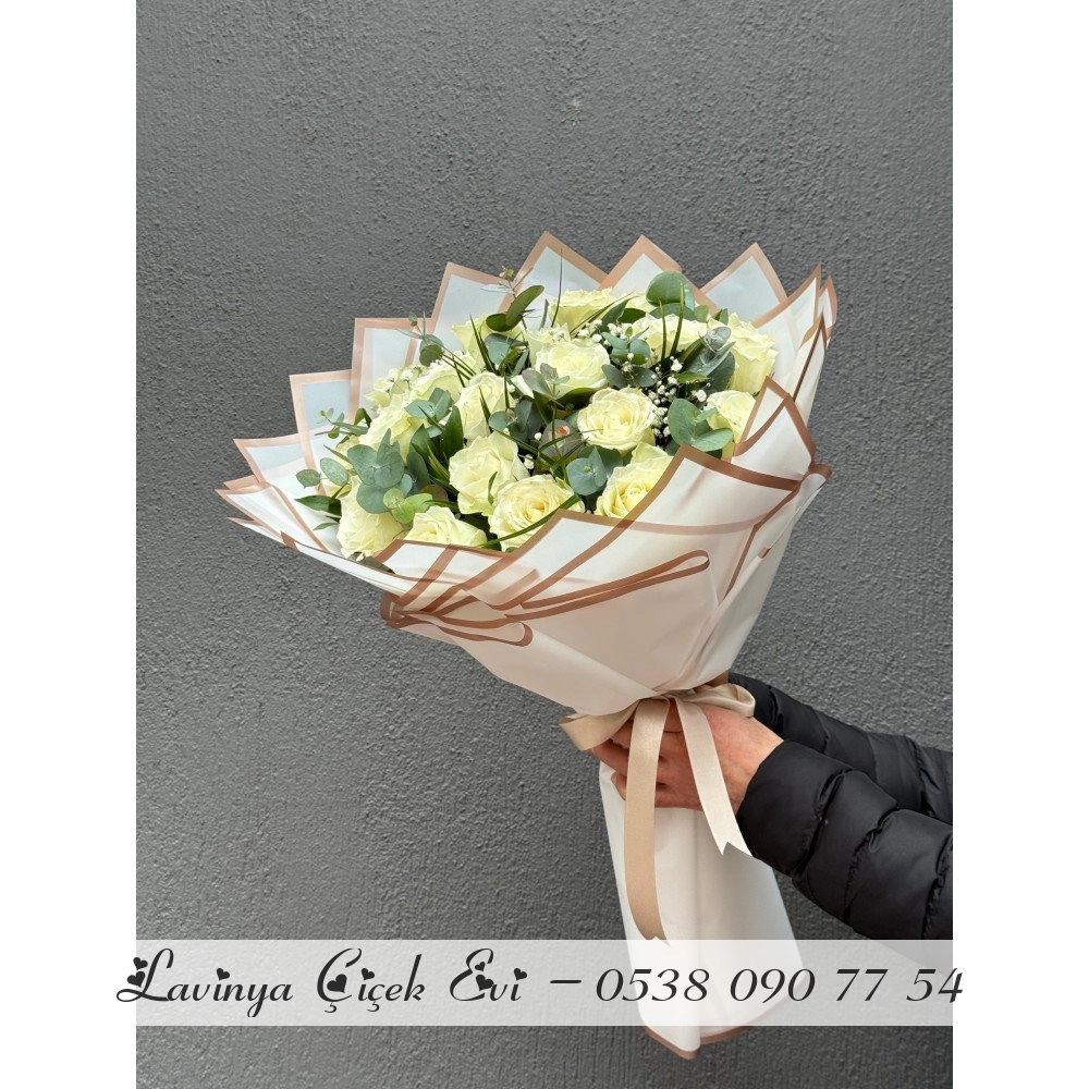 20 Beyaz Gül Buketi