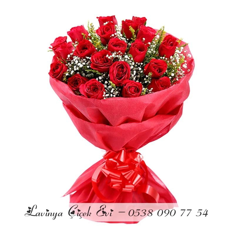 20 Kırmızı Gül Buketi Premium