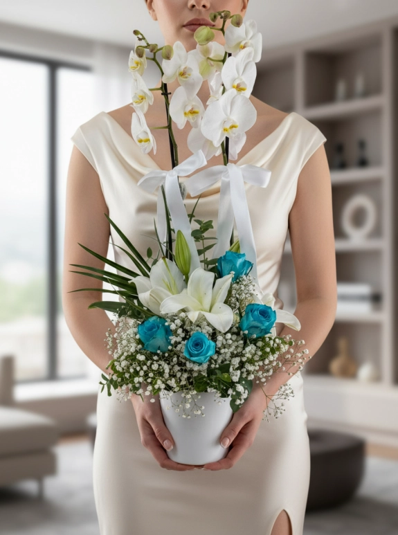 Beyaz Orkide Aranjmanı