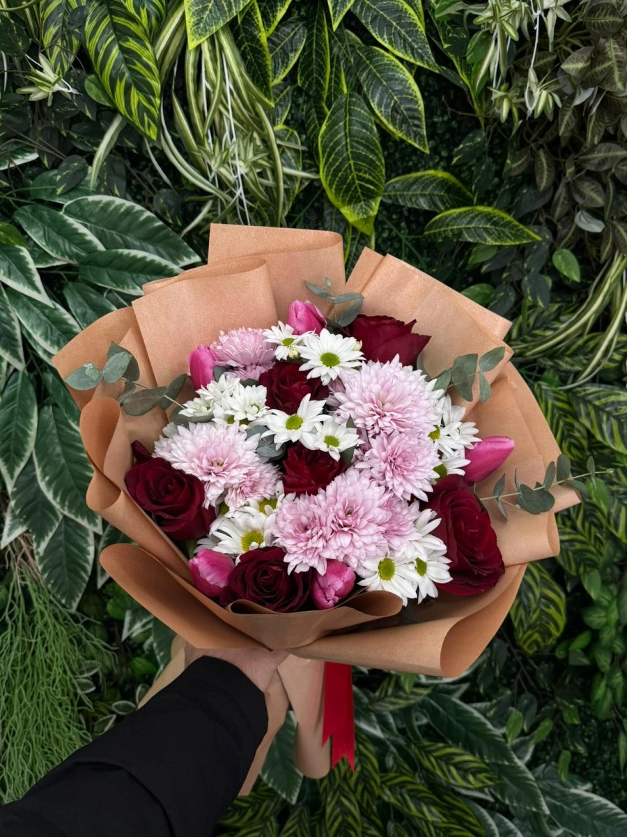 Kırmızı Gül Pembe Kasımpatı