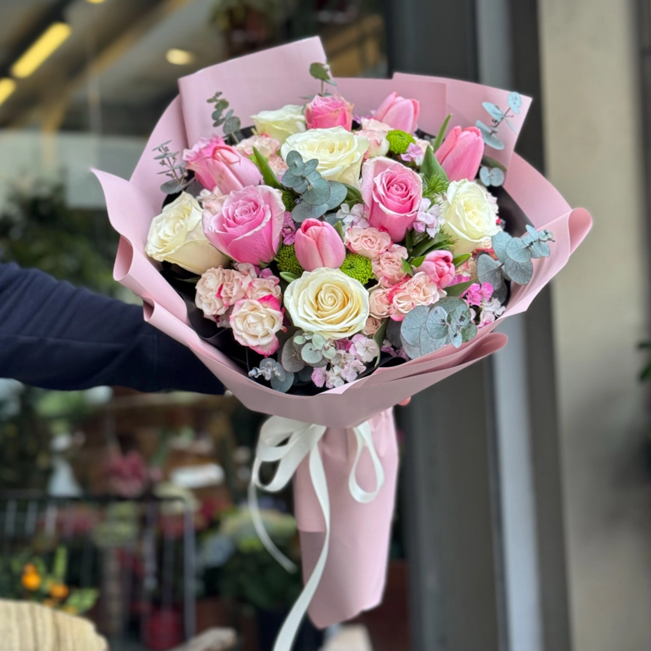 Pembe Beyaz Gül Buketi